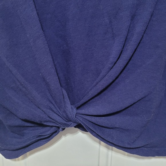 Nordstrom Girls Kids Blue Twist Front Crop T-Shirt Patch Pocket Pullover Large - Picture 4 of 6